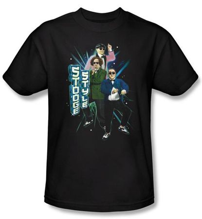 Three Stooges Shirt Funny Stooge Style Adult Black Tee T-shirt