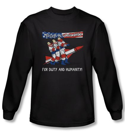 Three Stooges Shirt Mission Accomplished Royal Long Sleeve Tee T-Shirt