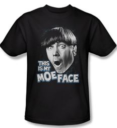 Three Stooges Shirt Moe Face Adult Black Tee T-Shirt