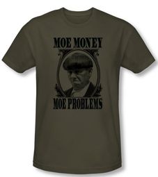 Three Stooges Shirt Moe Money Funny Adult Green Slim Fit Tee T-Shirt