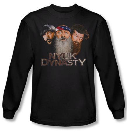 Three Stooges Shirt NYUK Dynasty Long Sleeve Black Tee T-Shirt