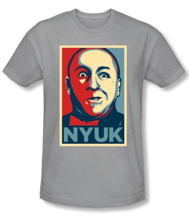 Three Stooges Shirt NYUK Funny Adult Silver Slim Fit Tee T-Shirt