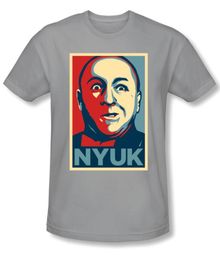Three Stooges Shirt NYUK Funny Adult Silver Slim Fit Tee T-Shirt