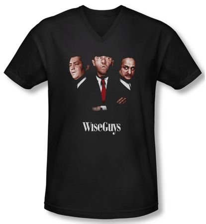 Three Stooges Shirt Slim Fit V Neck Wiseguys Black Tee T-Shirt