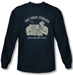 Three Stooges Shirt Without Cents Long Sleeve Navy Tee T-Shirt
