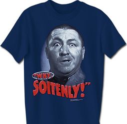 Three Stooges T-shirt Curly Why Soitenly Adult Funny Navy Tee Shirt