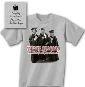 Three Stooges T-shirt Funny Higher Learning Adult Gray Tee Shirt