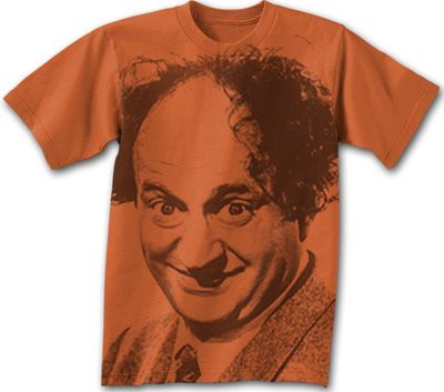 Three Stooges T-shirt Larry Big Face Adult Funny Orange Tee Shirt