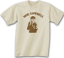 Three Stooges T-shirt Moe Cowbell Adult Funny Natural Tee Shirt
