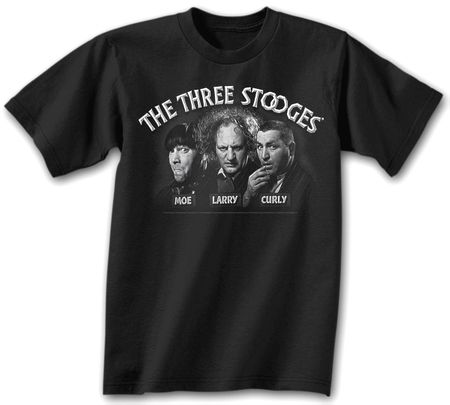 Three Stooges T-shirt Opening Credits Adult Black Tee Shirt