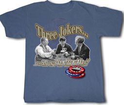 Three Stooges T-shirt Three Jokers Adult Funny Blue Tee Shirt
