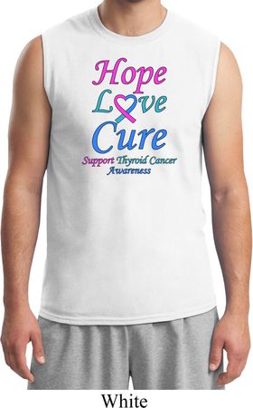 Thyroid Cancer Awareness Hope Love Cure Muscle Shirt