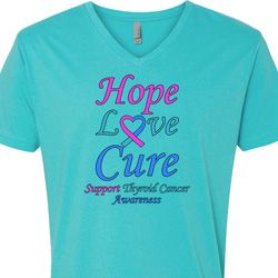 Thyroid Cancer Awareness Tee Hope Love Cure V-neck