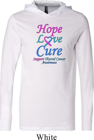 Thyroid Cancer Hope Love Cure Lightweight Hoodie