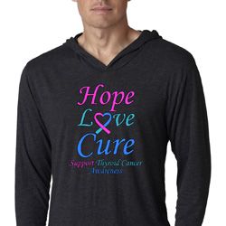 Thyroid Cancer Hope Love Cure Lightweight Hoodie Tee