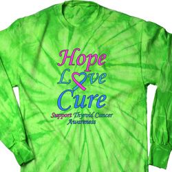 Thyroid Cancer Hope Love Cure Long Sleeve Tie Dye Shirt