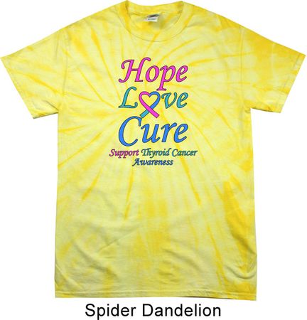 Thyroid Cancer Hope Love Cure Tie Dye T-shirt