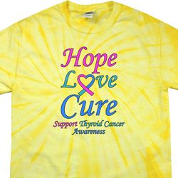 Thyroid Cancer Hope Love Cure Tie Dye T-shirt