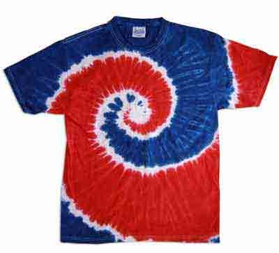 Tie Dye Kids Shirt Spiral Royal Red Youth Tee Shirt