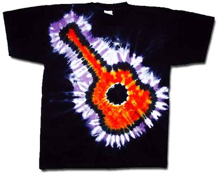 Tie Dye T-shirt Flaming Guitar Adult Unisex Tee
