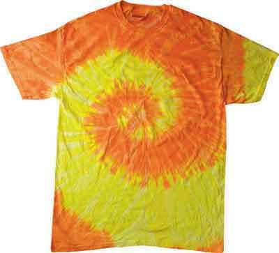 Tie Dye T-shirt Spiral Yellow/Orange Retro Vintage Adult Tee Shirt