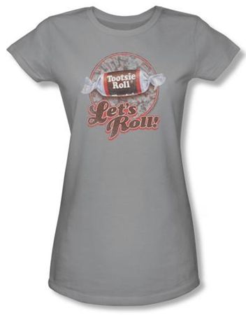 Tootsie Roll Juniors T-Shirts - Lets Roll Silver Tee