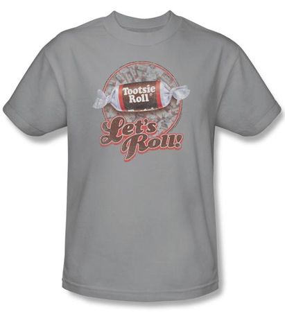 Tootsie Roll T-Shirts - Lets Roll Adult Silver Tee