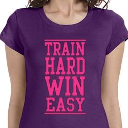 Train Hard Win Easy Ladies Fitness Shirts