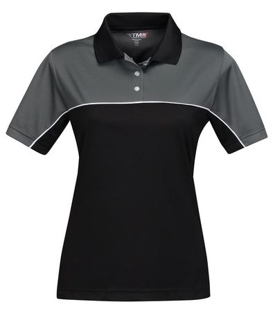 Tri Mountain Ladies Double Clutch Polo Shirt - Charcoal/Black