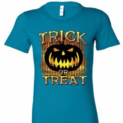 Trick or Treat Candle Skull Ladies Halloween Shirts