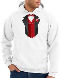 Tuxedo Hoodie-Hooded Sweatshirt With Red Vest