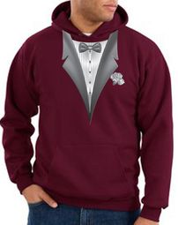 Tuxedo Hoodie-Hooded Sweatshirt With White Flower