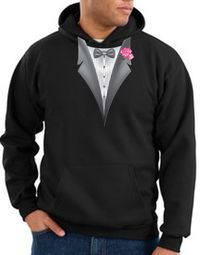 Tuxedo Hoodie Hoody Sweatshirt With Pink Flower - Black Tuxedo Hoodie Hoody Sweatshirt With Pink Flower - Black