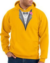 Tuxedo Hoodie Hoody Sweatshirt With Pink Flower - Gold Tuxedo Hoodie Hoody Sweatshirt With Pink Flower - Gold