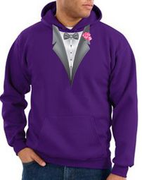 Tuxedo Hoodie Hoody Sweatshirt With Pink Flower - Purple Tuxedo Hoodie Hoody Sweatshirt With Pink Flower - Purple