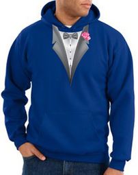 Tuxedo Hoodie Hoody Sweatshirt With Pink Flower - Royal Blue Tuxedo Hoodie Hoody Sweatshirt With Pink Flower - Royal Blue