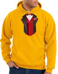 Tuxedo Hoodie Hoody Sweatshirt With Red Vest - Gold