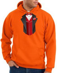 Tuxedo Hoodie Hoody Sweatshirt With Red Vest - Orange