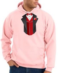 Tuxedo Hoodie Hoody Sweatshirt With Red Vest - Pink