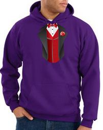Tuxedo Hoodie Hoody Sweatshirt With Red Vest - Purple