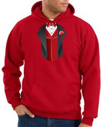 Tuxedo Hoodie Hoody Sweatshirt With Red Vest - Red