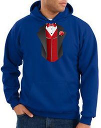 Tuxedo Hoodie Hoody Sweatshirt With Red Vest - Royal Blue