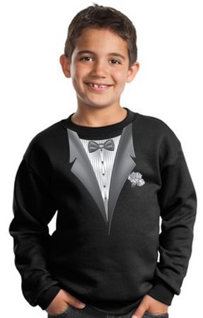 Tuxedo Kids Sweatshirt With White Flower - Black