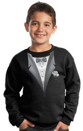 Tuxedo Kids Sweatshirt With White Flower - Black