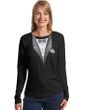 Tuxedo Ladies T-shirt - Adult Ladies Long Sleeve Tee