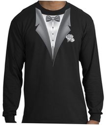 Tuxedo Long Sleeve Shirt With White Flower Black Shirt Tuxedo Long Sleeve Shirt With White Flower Black Shirt