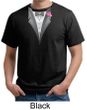 Tuxedo Organic T-shirt with Pink Flower Adult Tee Shirt