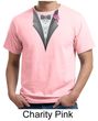 Tuxedo Organic T-shirt with Pink Flower Adult Tee Shirt
