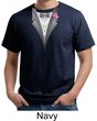 Tuxedo Organic T-shirt with Pink Flower Adult Tee Shirt