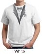 Tuxedo Organic T-shirt with White Flower Funny Adult Tee Shirt
